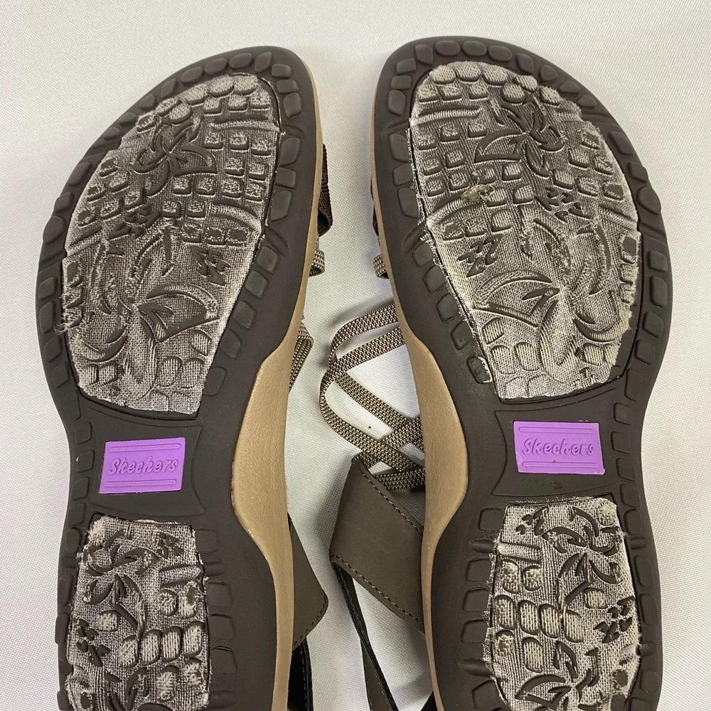 Skechers Women's Reggae Slim Summer Getaway Brown Tan Strappy Sandals Size 6 - Picture 7 of 9
